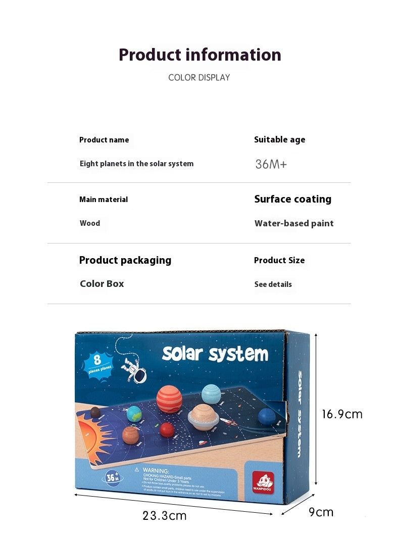 Arts And More Kids DIY Kits Solar System Puzzle with eight wooden planets and water-based paint in color box packaging